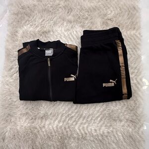 Puma Black and Gold Women's Tracksuit
